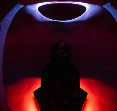 Person preparing for Harmonic Egg session